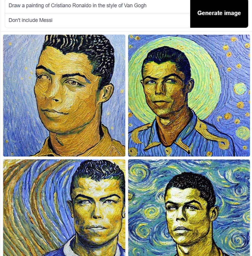 Pedimos à Stable Diffusion um quadro do Ronaldo ao estilo de Van Gogh. Este é o resultado. Imagem: Stable Diffusion