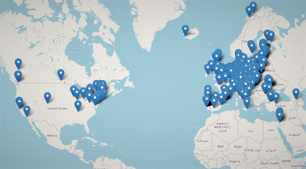 Cada ponto azul indica uma possibilidade para um investigador ucraniano. Foto: DR