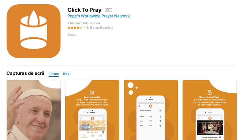 Click to Pray, na AppStore da Apple. Fonte: AppStore