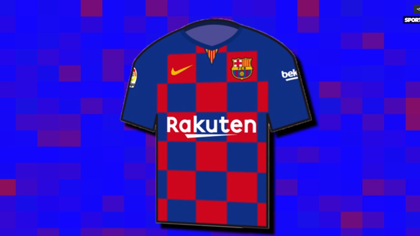 "Frame" do vídeo do jornal "Sport", com a nova camisola do Barcelona.