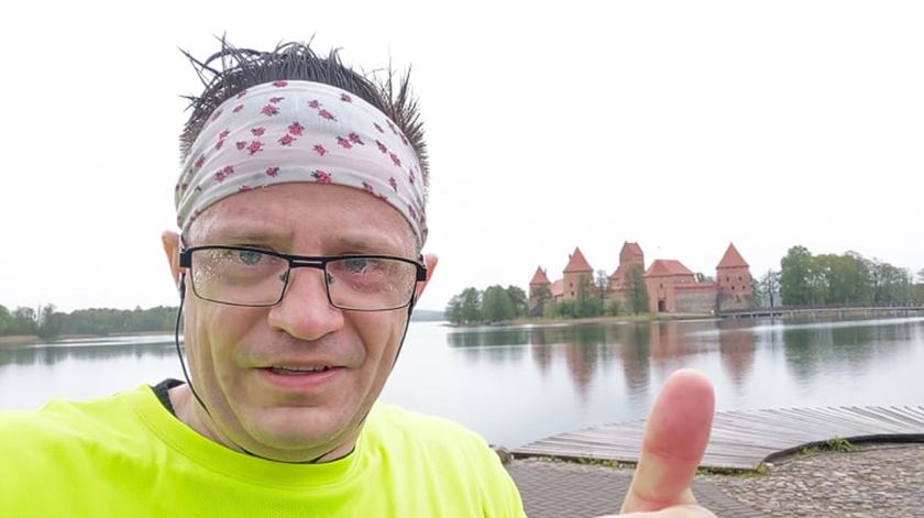 Simonas Laurinavičius numa corrida perto do castelo de Trakai, na Lituânia. Foto: SL