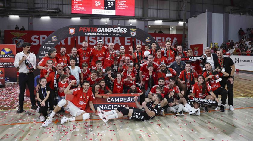 Benfica, voleibol. pentacampeões. Foto: SLB