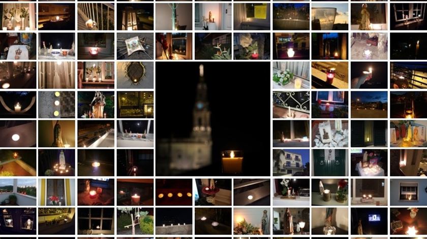 Centenas de ouvintes partilharam uma vela à janela como "peregrinos pelo coração" na noite de 12 de Maio. Foto-montagem: Renascença